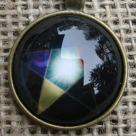Pentacle Glass Cabochon Pendant Necklace - Picture 14 of 14